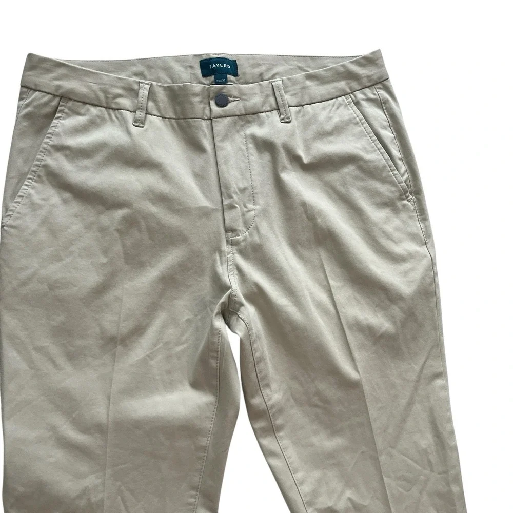 Taylrd Men's Size 36 x 32 Taylrd Fit Khaki Beige Pants‎ Capsule 96% Cotton